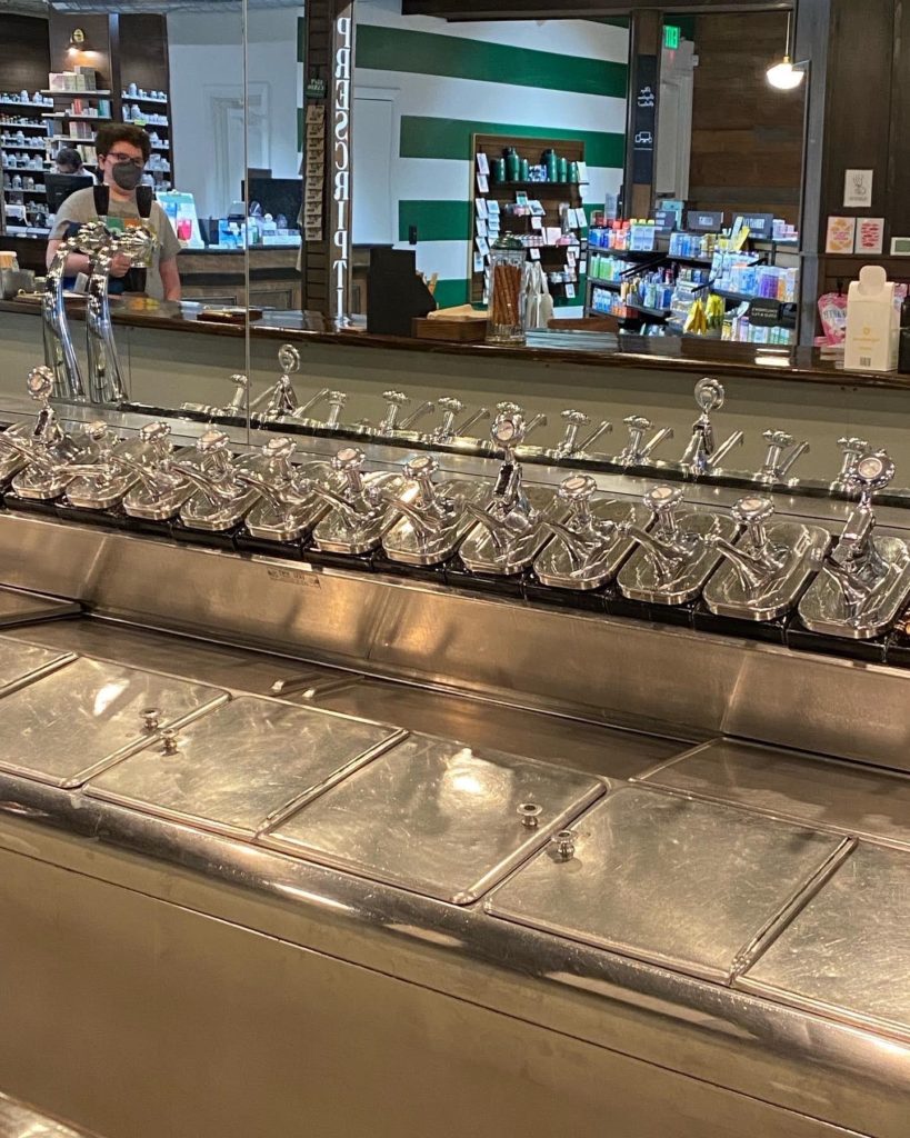 The soda fountain at Green Line Pharmacy