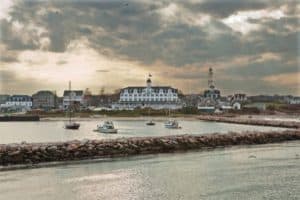 Shopping along Water Street in Old Harbor in New Shoreham.