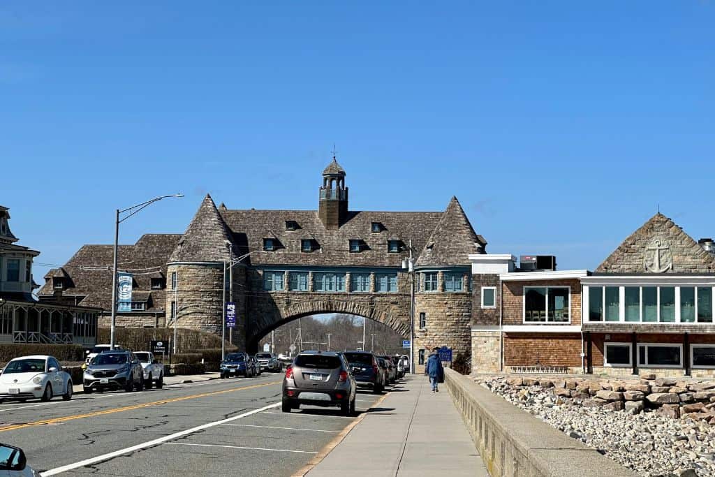 The Narraganset Casino Towers down the road from Scarborough Beach State Park in Rhode Island.