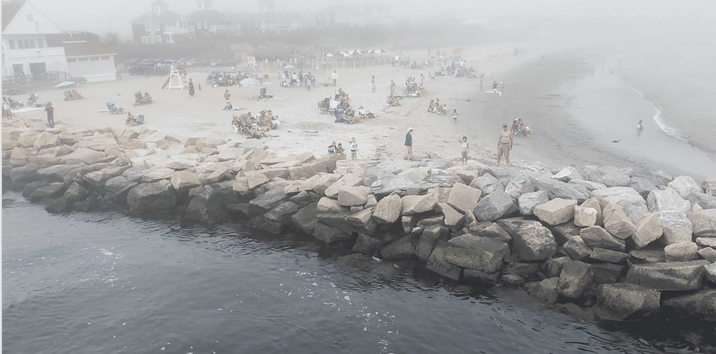 Salty Brine beach on a foggy summer day. Located about 5 miles from Scarborough Beach.