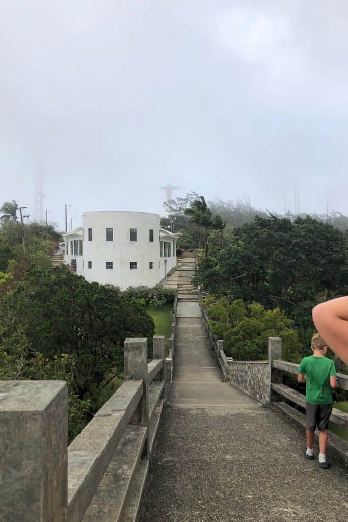 The paved and brick walkways at the top of Mount Isabel de Torres after taking the Teleferico Puerto Plata.