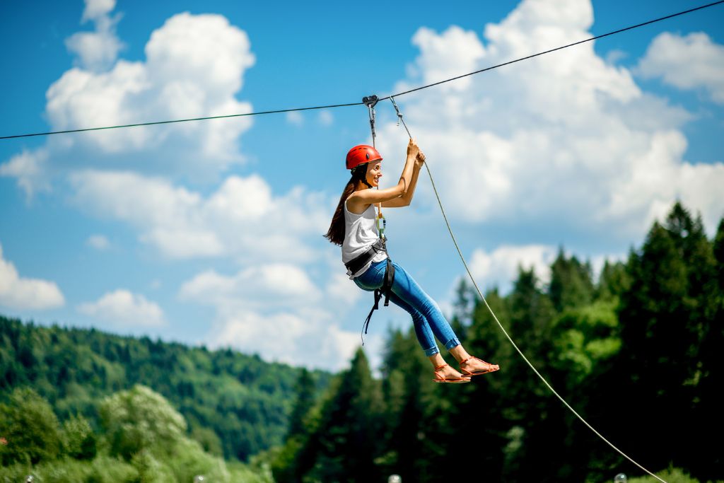 An exciting thing to do in Skagway is to go zip lining over the trees.