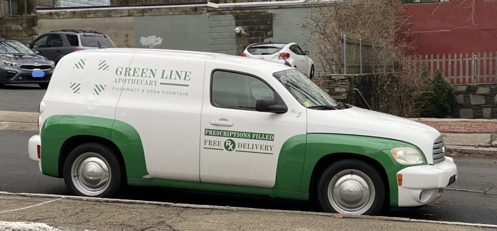 Here's the delivery van for local prescriptions from Green Line Apothecary.