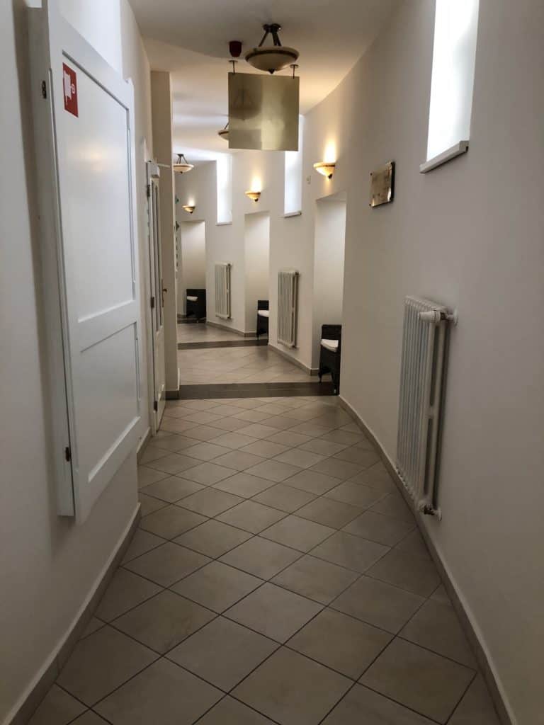 The hallway leading down to the treatments at the European Spa Irma.