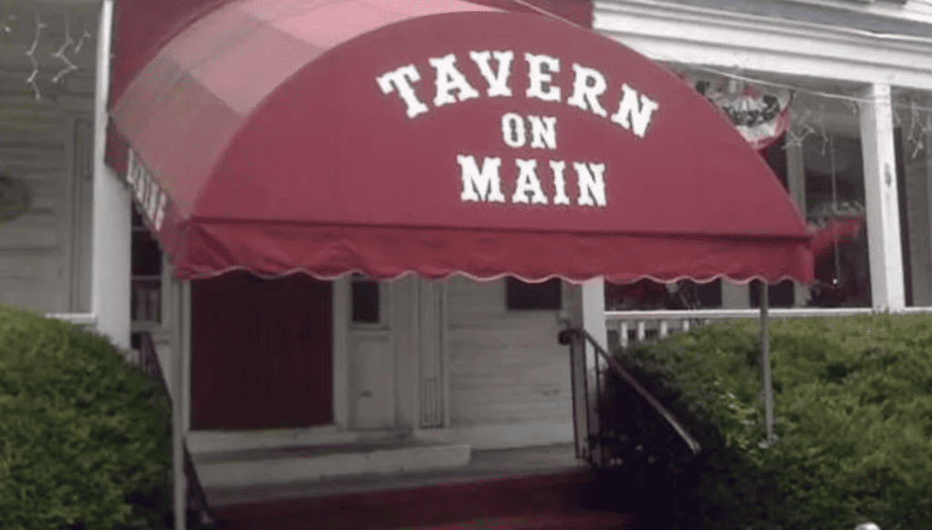 The awning covering the entrance to the Tavern on Main on Putnam Pike in Chepachet.