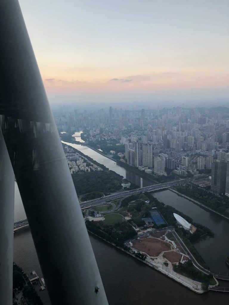 The view from the observation floor of the Canton Tower.