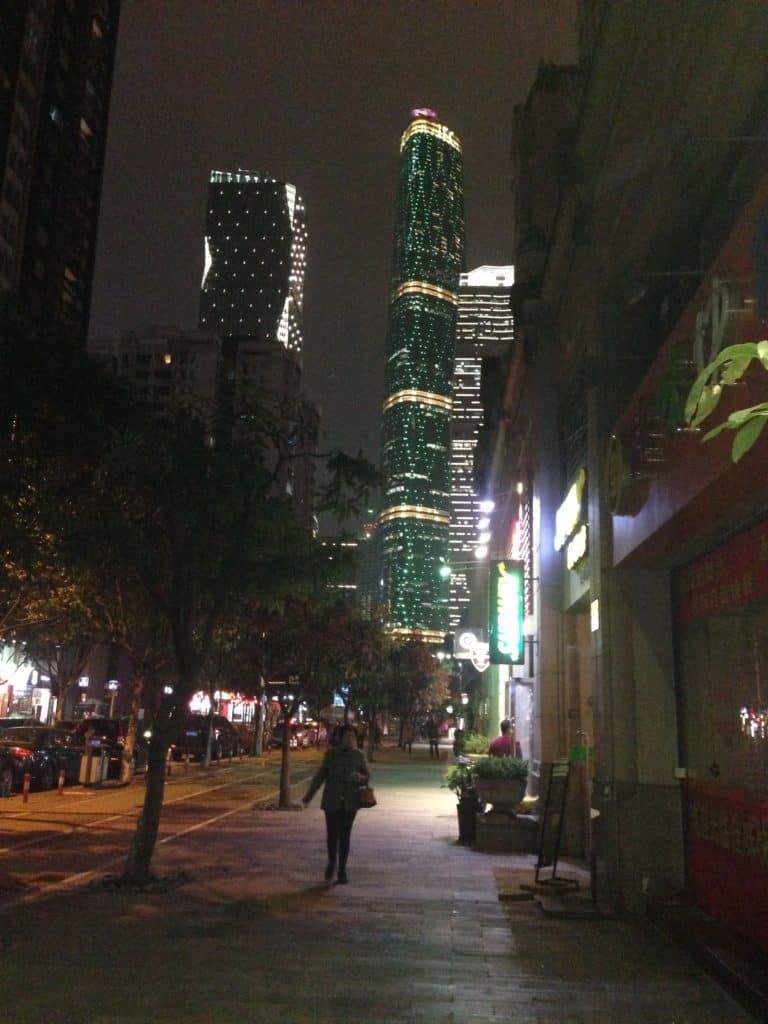 The night skyline of the CBD in Zhujiang New Town.