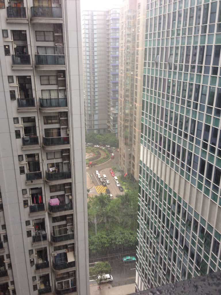 The view from my 16th floor apartment in the Zhujiang New Town section of Guangzhou.