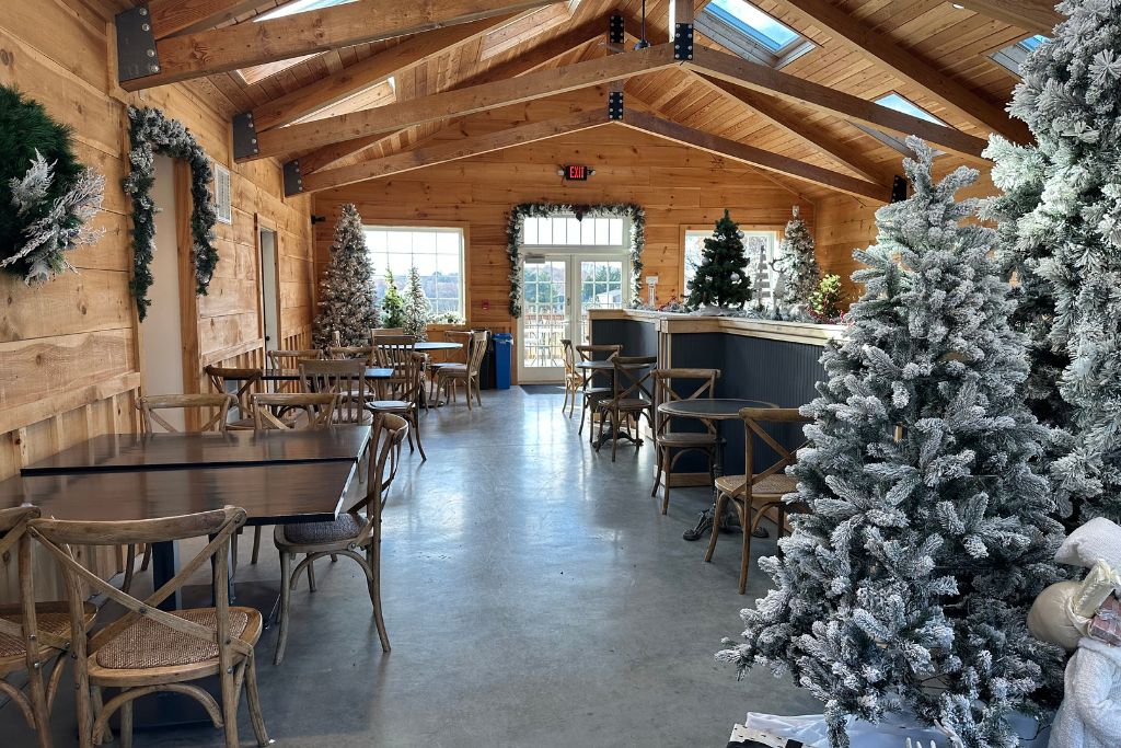Enjoy a treat and warm beverage in the new seating addition at Phantom Farms in Cumberland Rhode Island.