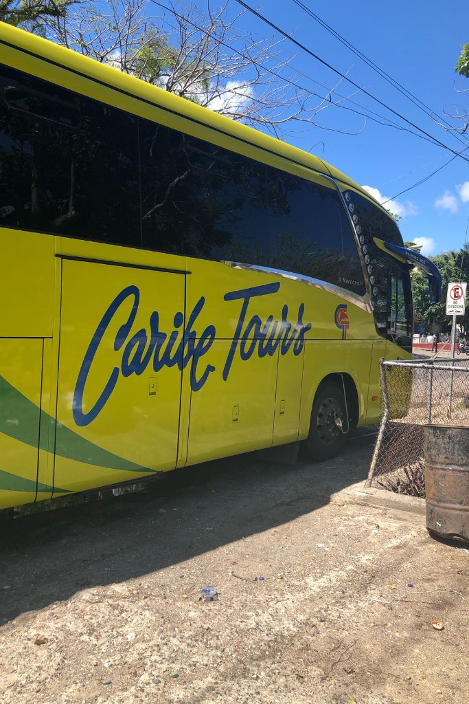 Transportation in the Dominican Republic includes riding a coach bus.