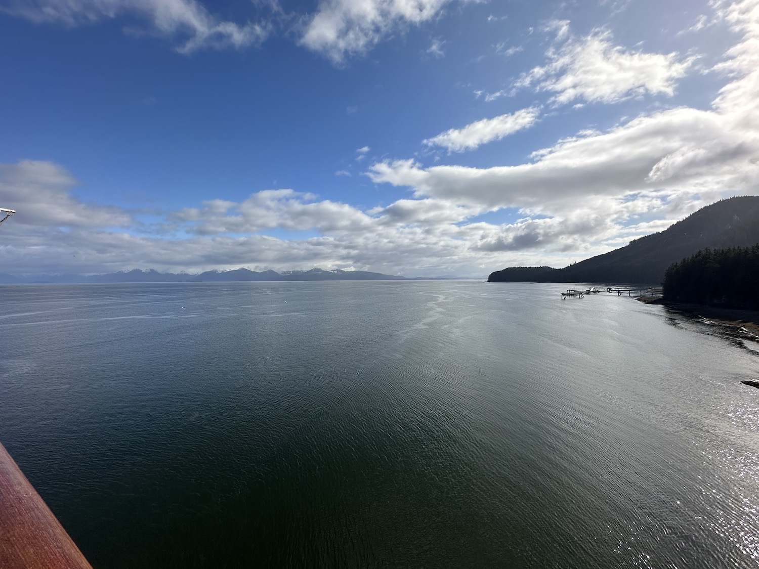 Seeing the gorgeous view of Icy Strait Point from the deck of the ship.