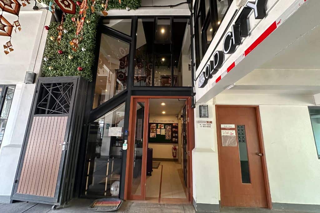 The stairs leading up to the second floor rooms of the Old City Wall Inn