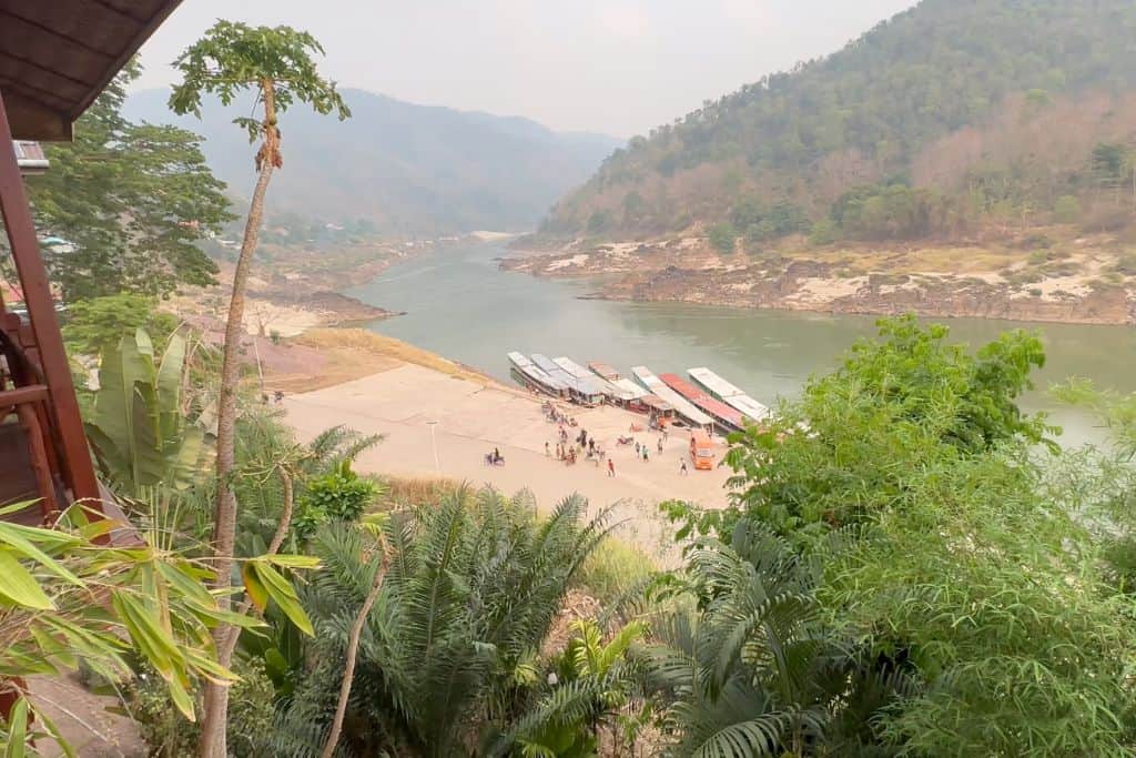 A picture of the dock area on the river from the Mekong Riverside Lodge back deck