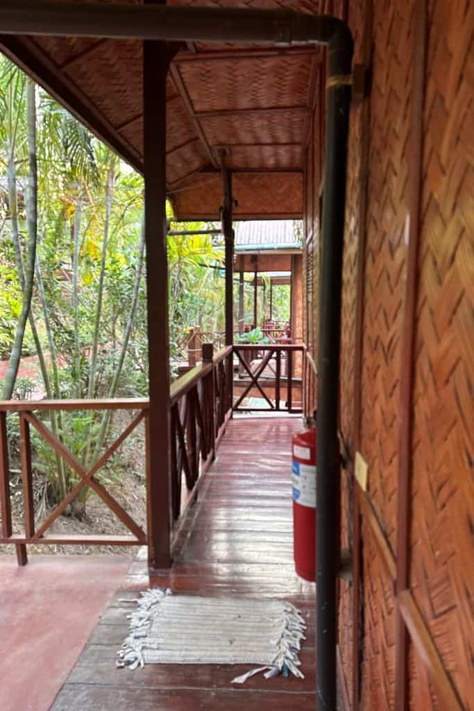 The entrance to my room at the Mekong Riverside Lodge showing the other rooms with outside entrances