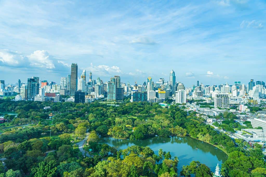 An aerial view of Lumphini Park in Bangkok