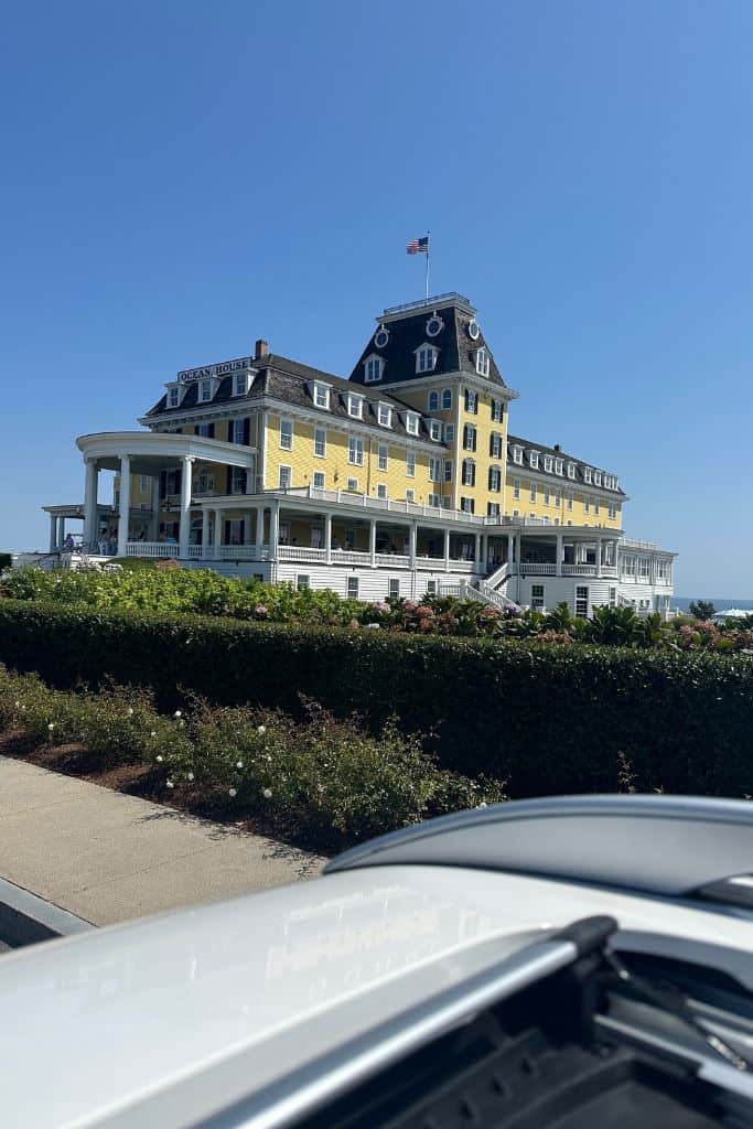 The yellow Ocean House in Westerly, Rhode Island overlooking the Atlantic Ocean